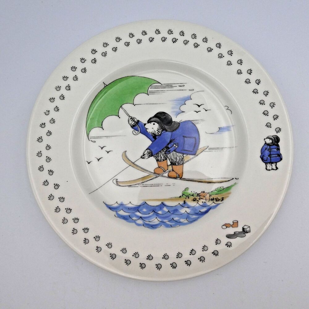 Coalport Paddington Bear Child's Plate (1983, "Rainy Day" pattern)